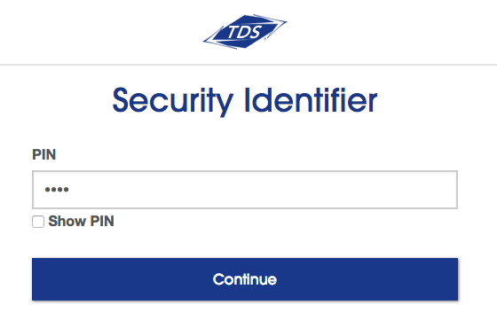 Security Identifier page. Field for PIN (Account Password)